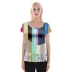 Rainbow Color Line Vertical Rose Bubble Note Carrot Women s Cap Sleeve Top by Mariart