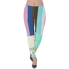 Rainbow Color Line Vertical Rose Bubble Note Carrot Velvet Leggings by Mariart