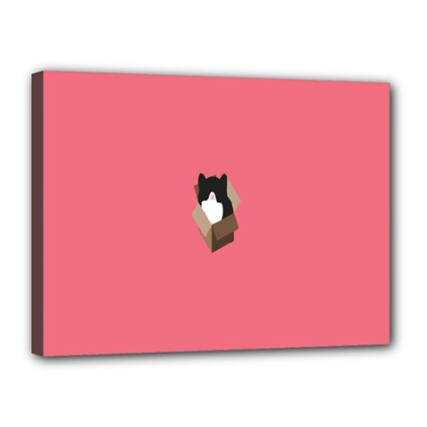 Minimalism Cat Pink Animals Canvas 16  X 12  by Mariart