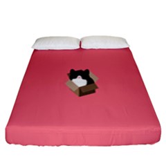 Minimalism Cat Pink Animals Fitted Sheet (king Size) by Mariart