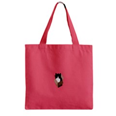 Minimalism Cat Pink Animals Zipper Grocery Tote Bag by Mariart