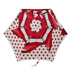 Sexy Lips Red Polka Dot Mini Folding Umbrellas by Mariart