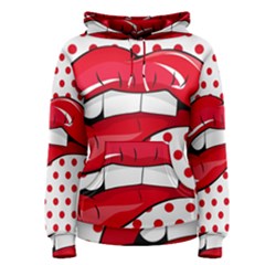 Sexy Lips Red Polka Dot Women s Pullover Hoodie by Mariart