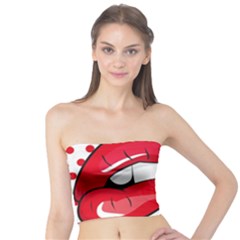 Sexy Lips Red Polka Dot Tube Top by Mariart