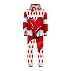 Sexy Lips Red Polka Dot Hooded Jumpsuit (kids) by Mariart