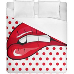 Sexy Lips Red Polka Dot Duvet Cover (california King Size) by Mariart