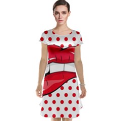 Sexy Lips Red Polka Dot Cap Sleeve Nightdress by Mariart