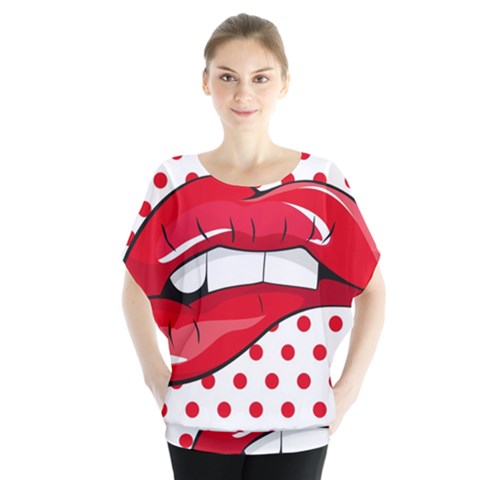 Sexy Lips Red Polka Dot Blouse by Mariart