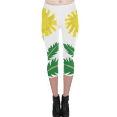 Sunflower Floral Flower Yellow Green Capri Leggings 