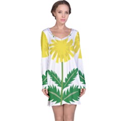 Sunflower Floral Flower Yellow Green Long Sleeve Nightdress by Mariart