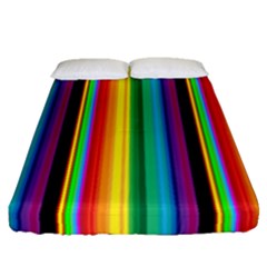 Multi Colored Colorful Bright Stripes Wallpaper Pattern Background Fitted Sheet (queen Size)