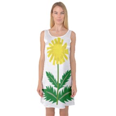 Sunflower Floral Flower Yellow Green Sleeveless Satin Nightdress