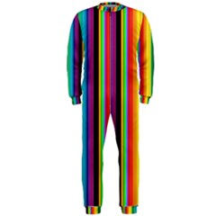 Multi Colored Colorful Bright Stripes Wallpaper Pattern Background Onepiece Jumpsuit (men)  by Nexatart