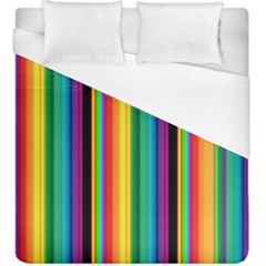 Multi Colored Colorful Bright Stripes Wallpaper Pattern Background Duvet Cover (king Size)