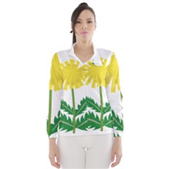 Sunflower Floral Flower Yellow Green Wind Breaker (Women)