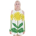 Sunflower Floral Flower Yellow Green Velvet Long Sleeve Shoulder Cutout Dress View1