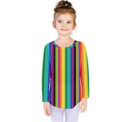 Multi Colored Colorful Bright Stripes Wallpaper Pattern Background Kids  Long Sleeve Tee