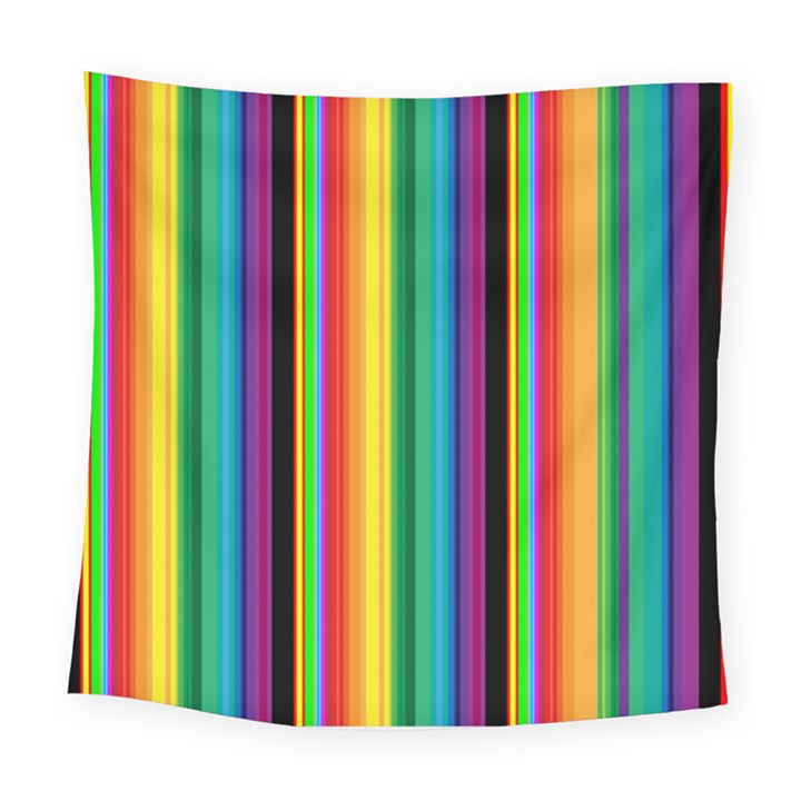 Multi Colored Colorful Bright Stripes Wallpaper Pattern Background Square Tapestry (Large)