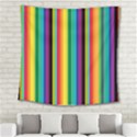 Multi Colored Colorful Bright Stripes Wallpaper Pattern Background Square Tapestry (Large) View2