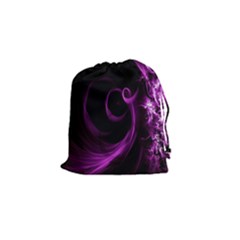 Purple Flower Floral Drawstring Pouches (small)  by Mariart