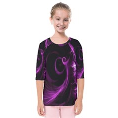 Purple Flower Floral Kids  Quarter Sleeve Raglan Tee