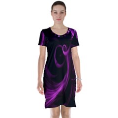 Purple Flower Floral Short Sleeve Nightdress by Mariart