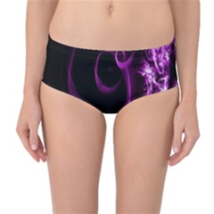 Purple Flower Floral Mid-waist Bikini Bottoms by Mariart