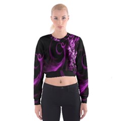 Purple Flower Floral Women s Cropped Sweatshirt by Mariart