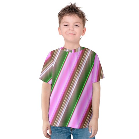 Pink And Green Abstract Pattern Background Kids  Cotton Tee by Nexatart