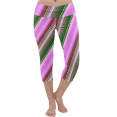 Pink And Green Abstract Pattern Background Capri Yoga Leggings