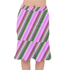 Pink And Green Abstract Pattern Background Mermaid Skirt