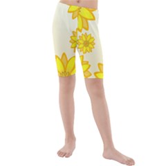 Sunflowers Flower Floral Yellow Kids  Mid Length Swim Shorts by Mariart