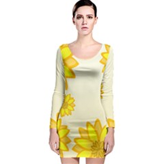 Sunflowers Flower Floral Yellow Long Sleeve Bodycon Dress by Mariart