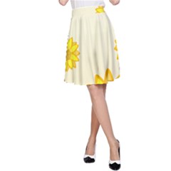 Sunflowers Flower Floral Yellow A-line Skirt by Mariart