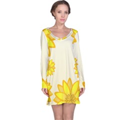 Sunflowers Flower Floral Yellow Long Sleeve Nightdress by Mariart