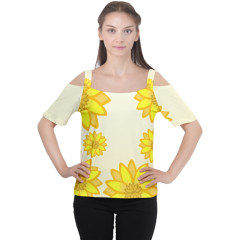 Sunflowers Flower Floral Yellow Women s Cutout Shoulder Tee by Mariart