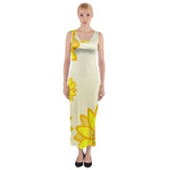 Sunflowers Flower Floral Yellow Fitted Maxi Dress by Mariart