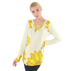 Sunflowers Flower Floral Yellow Women s Tie Up Tee by Mariart