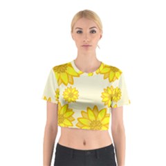 Sunflowers Flower Floral Yellow Cotton Crop Top by Mariart