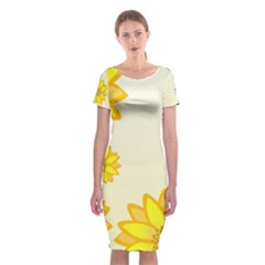 Sunflowers Flower Floral Yellow Classic Short Sleeve Midi Dress by Mariart