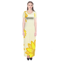 Sunflowers Flower Floral Yellow Short Sleeve Maxi Dress by Mariart