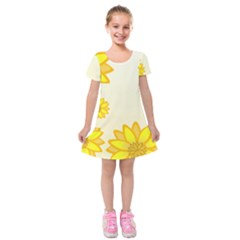 Sunflowers Flower Floral Yellow Kids  Short Sleeve Velvet Dress by Mariart