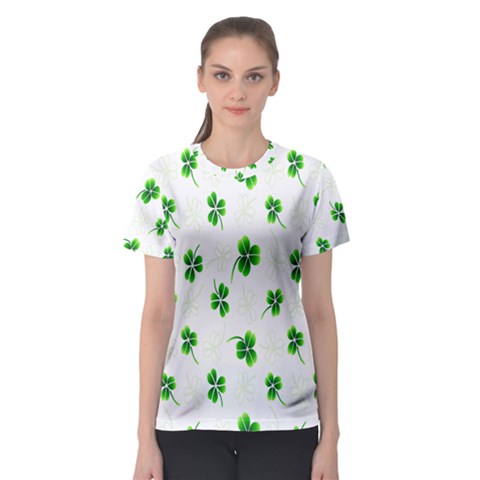 Leaf Green White Women s Sport Mesh Tee by Mariart