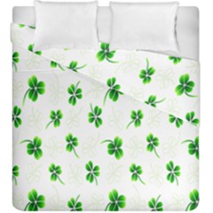 Leaf Green White Duvet Cover Double Side (king Size) by Mariart