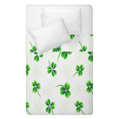 Leaf Green White Duvet Cover Double Side (single Size) by Mariart