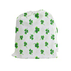 Leaf Green White Drawstring Pouches (extra Large) by Mariart