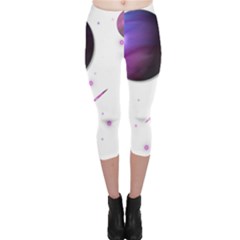 Space Transparent Purple Moon Star Capri Leggings  by Mariart