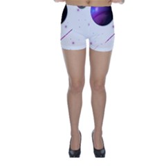 Space Transparent Purple Moon Star Skinny Shorts by Mariart