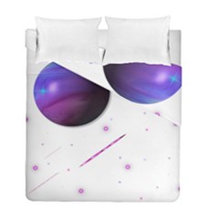 Space Transparent Purple Moon Star Duvet Cover Double Side (full/ Double Size)