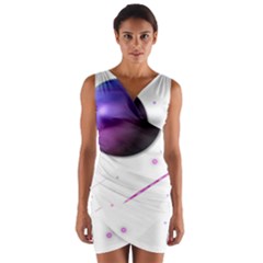 Space Transparent Purple Moon Star Wrap Front Bodycon Dress by Mariart